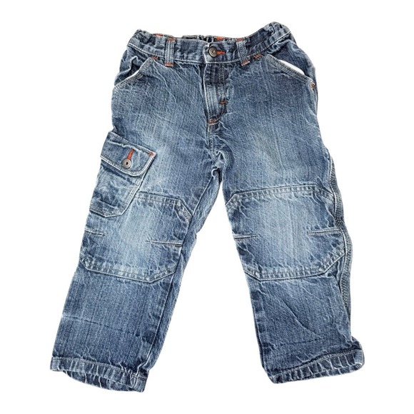 Wrangler Other - Wrangler Cargo Jeans Kids 3T Blue Denim Adjustable Waist Utility Workwear Pants